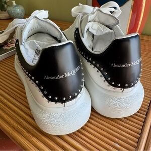 Alexander McQueen Studded Leather Chunky Sneakers in White & Black | Size 43